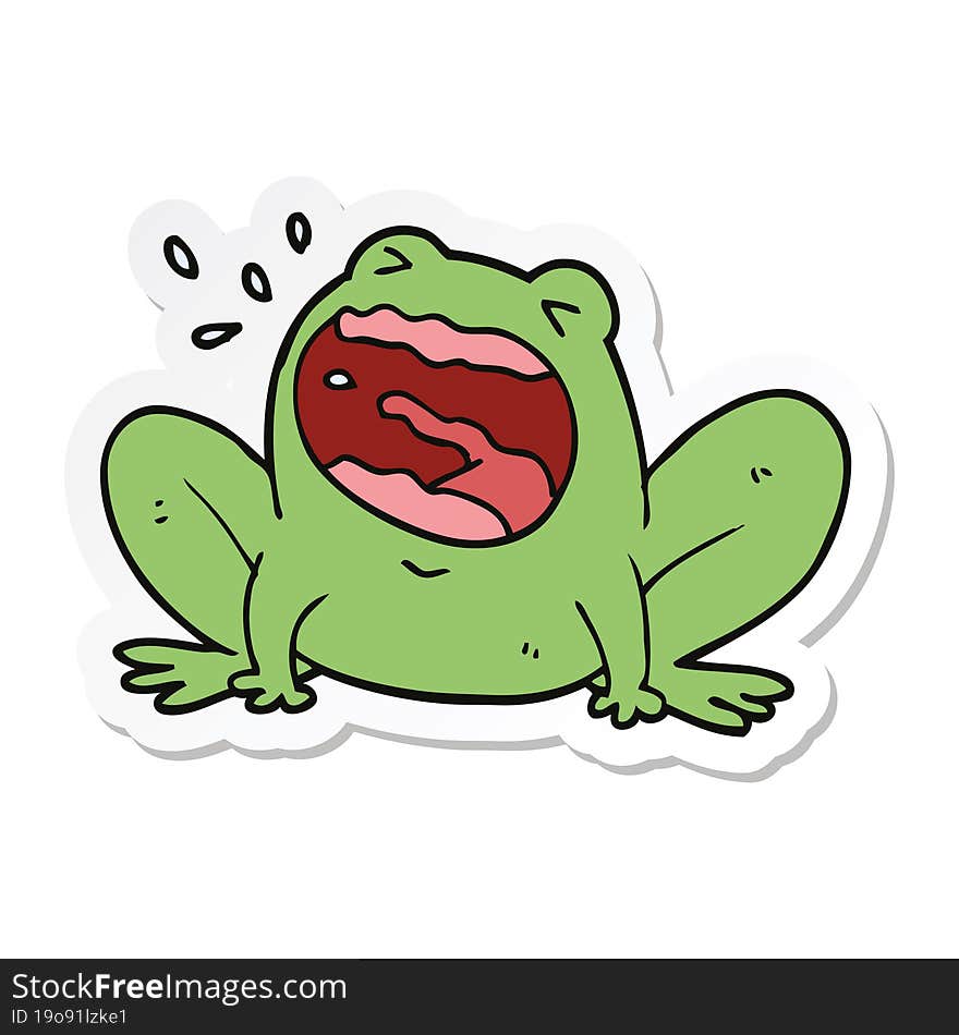 sticker of a cartoon frog shouting