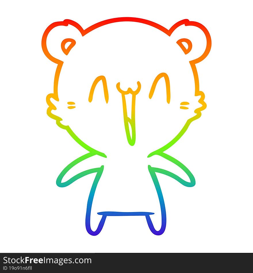 rainbow gradient line drawing happy polar bear cartoon