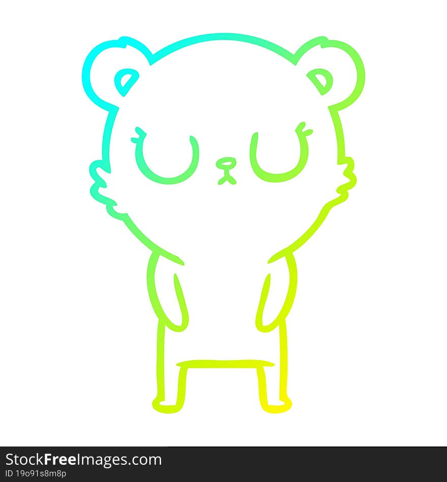 cold gradient line drawing peaceful cartoon bear