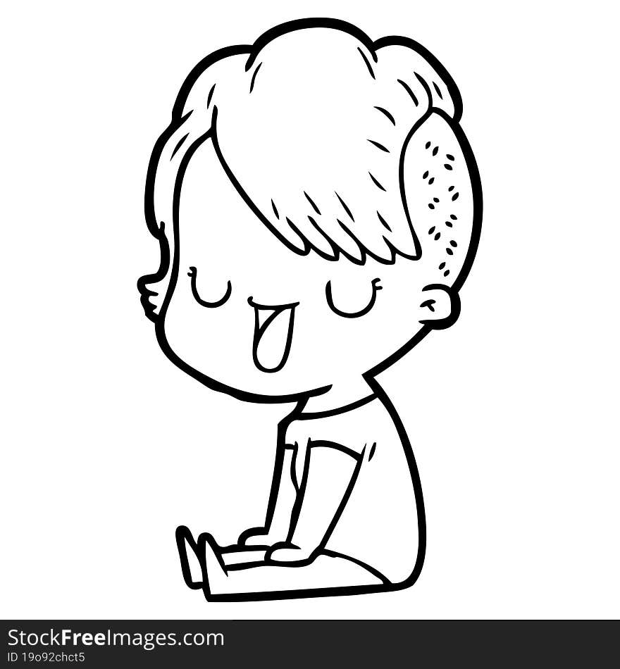 cute cartoon girl with hipster haircut. cute cartoon girl with hipster haircut