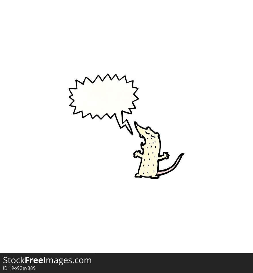 cartoon white mouse with speech bubble