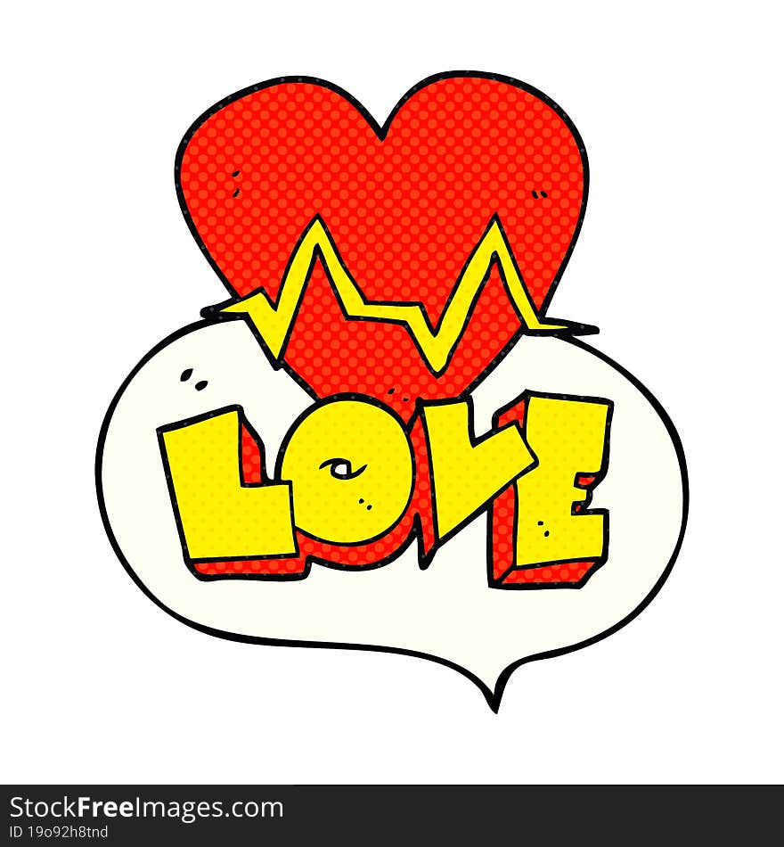 comic book speech bubble cartoon heart rate pulse love symbol