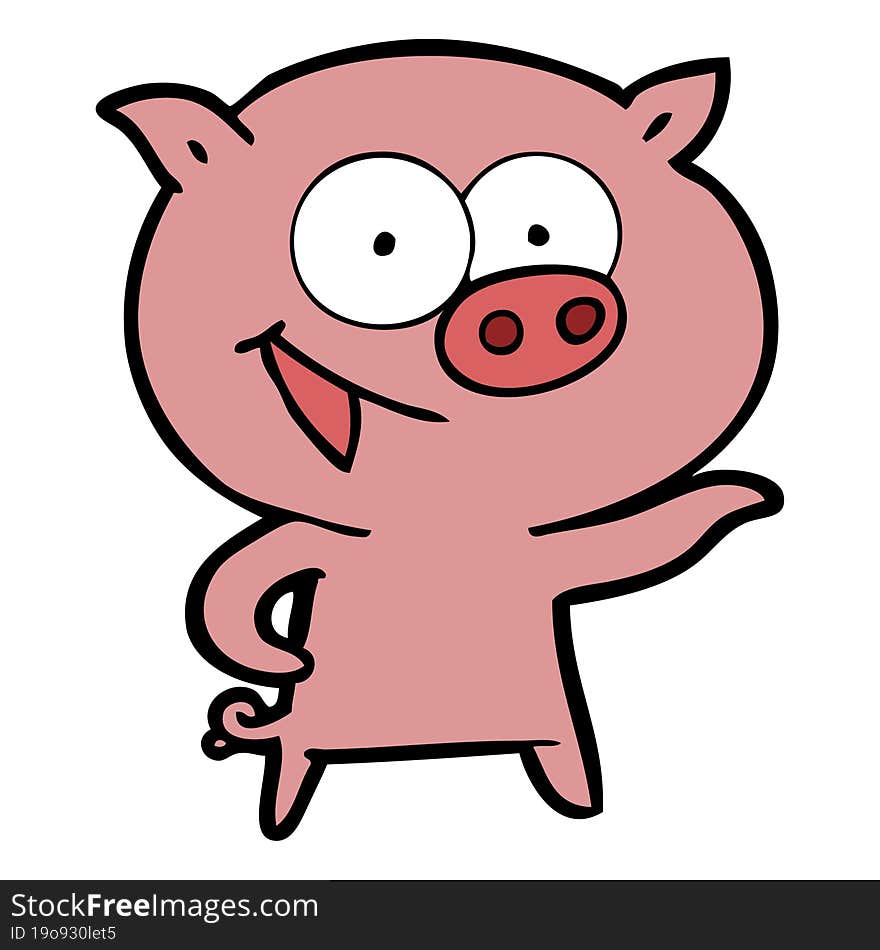 cheerful pig cartoon. cheerful pig cartoon