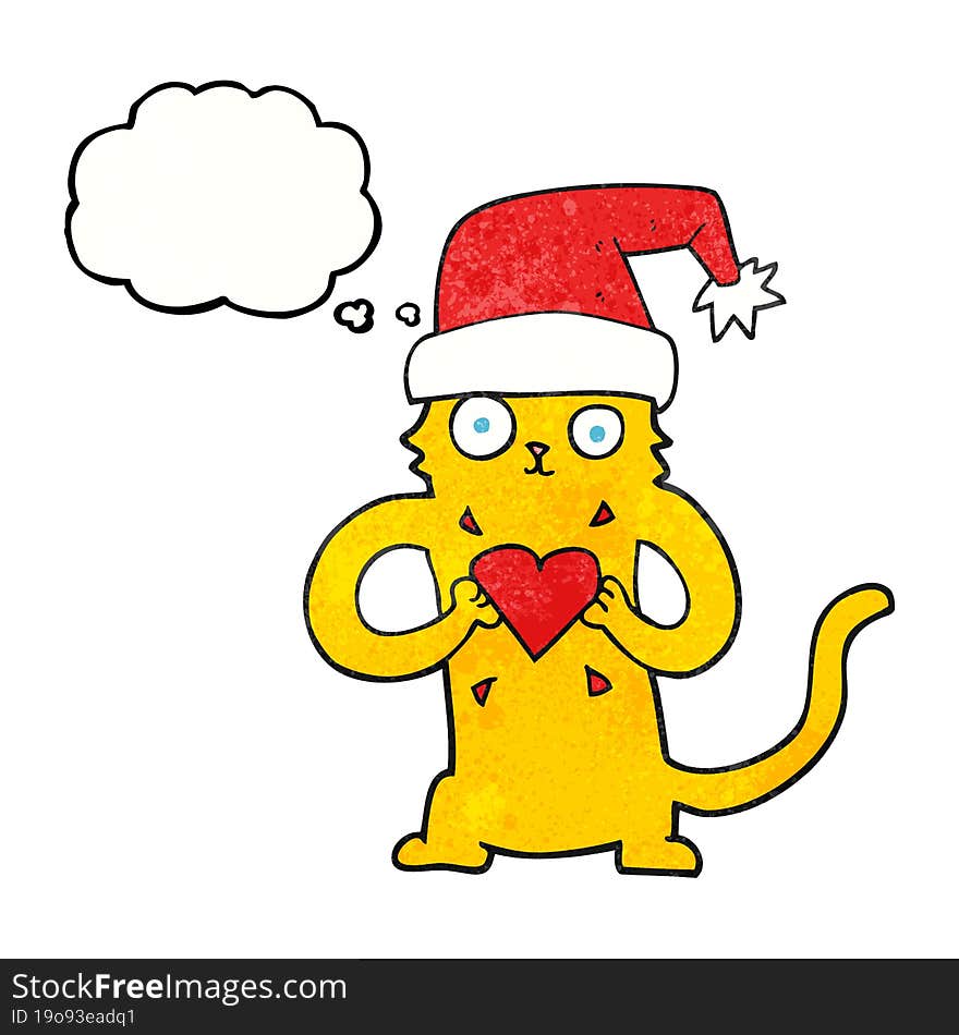 thought bubble textured cartoon cat loving christmas