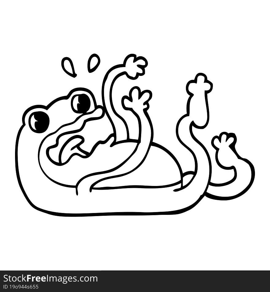 line drawing cartoon frog