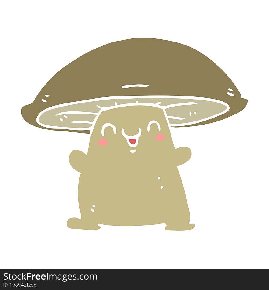 flat color style cartoon mushroom character