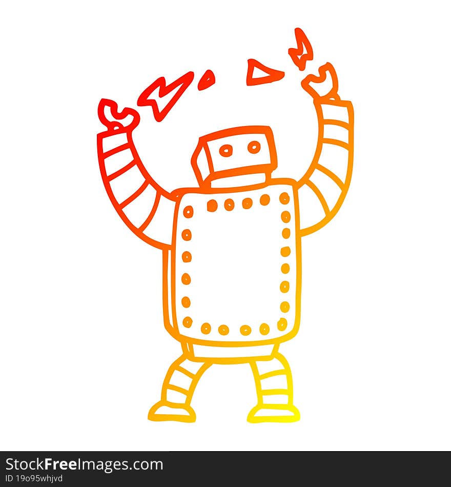 warm gradient line drawing cartoon giant robot