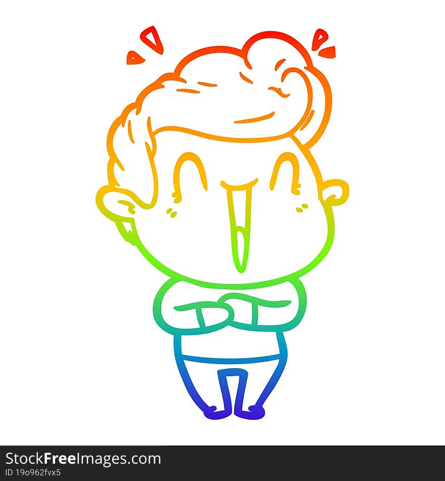 rainbow gradient line drawing of a excited man cartoon