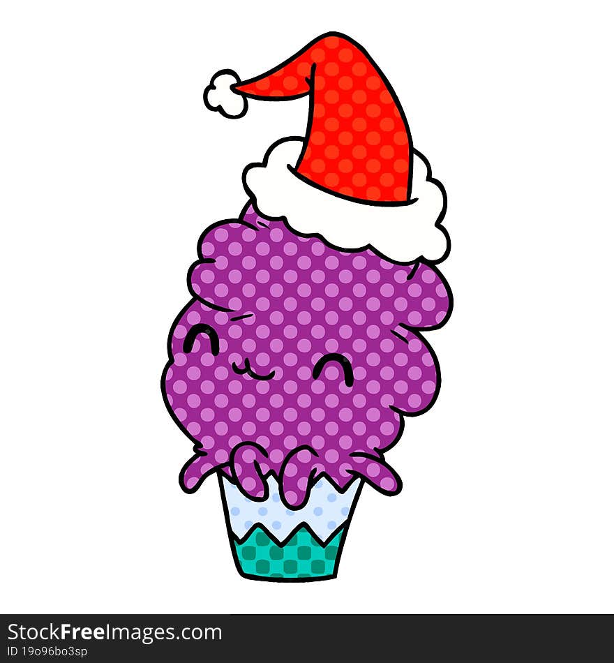 hand drawn christmas cartoon of kawaii muffin