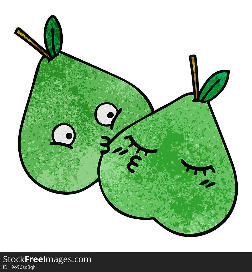 retro grunge texture cartoon green pear