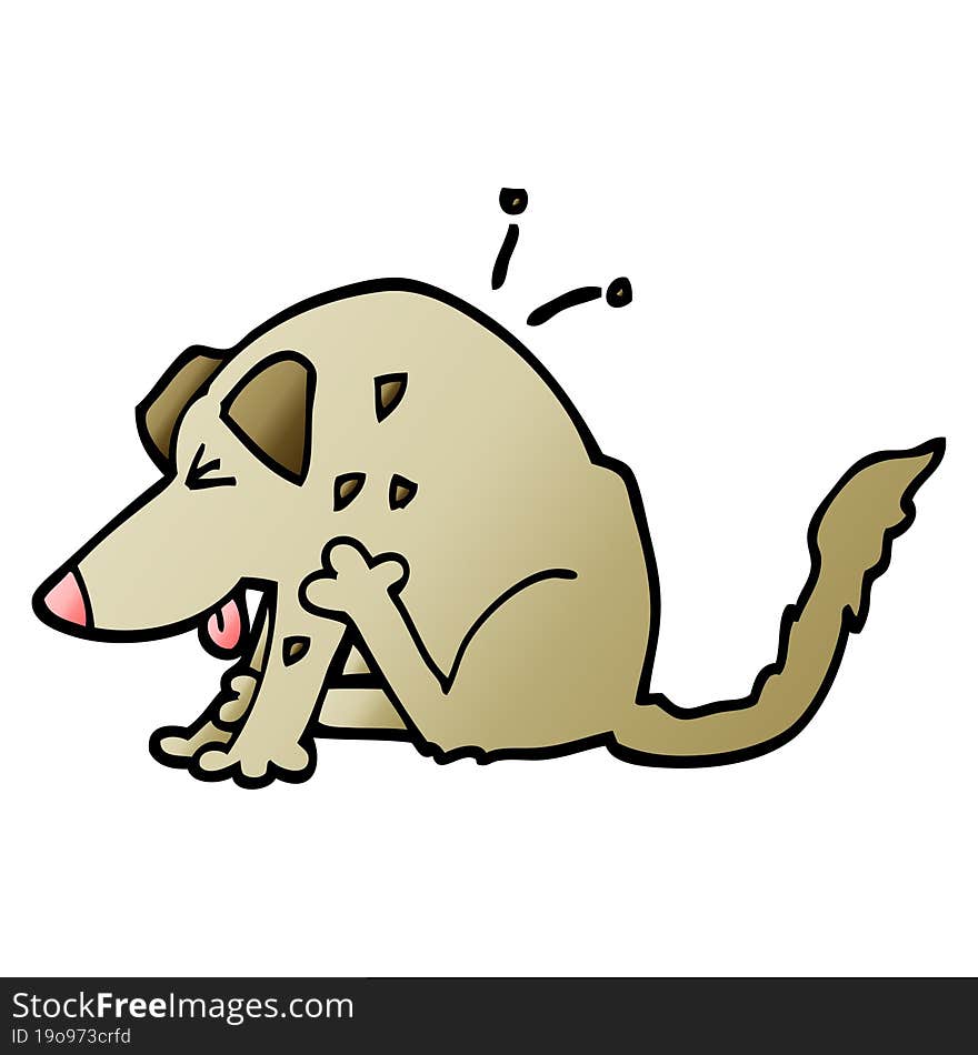 vector gradient illustration cartoon dog scratching