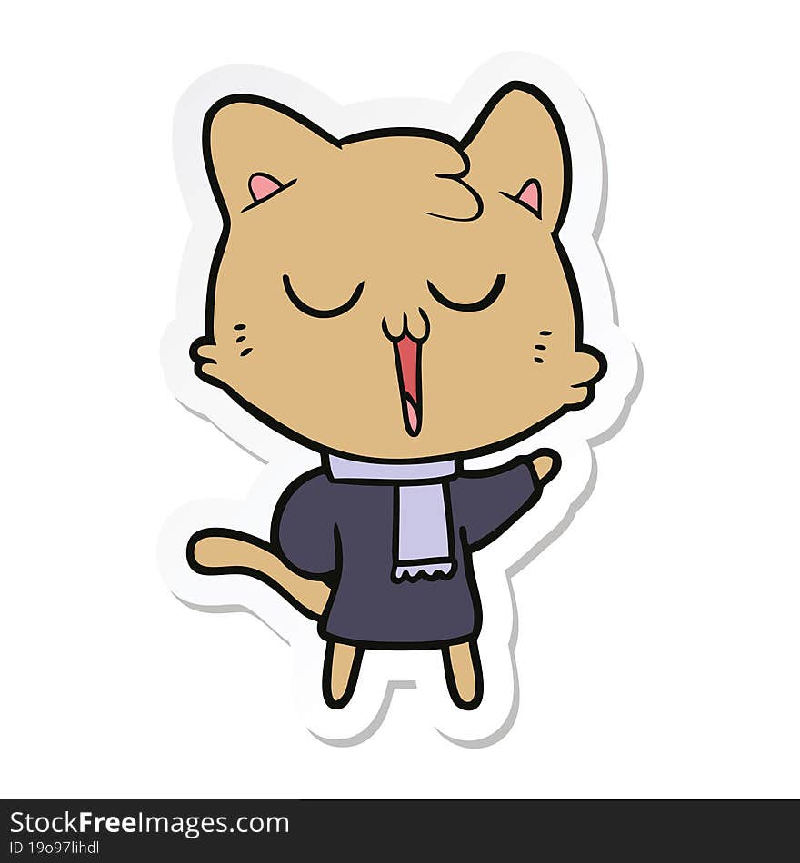 sticker of a cartoon cat singing