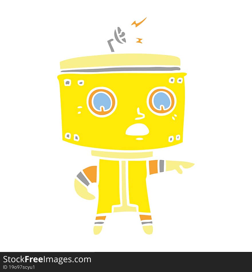 flat color style cartoon robot accusing