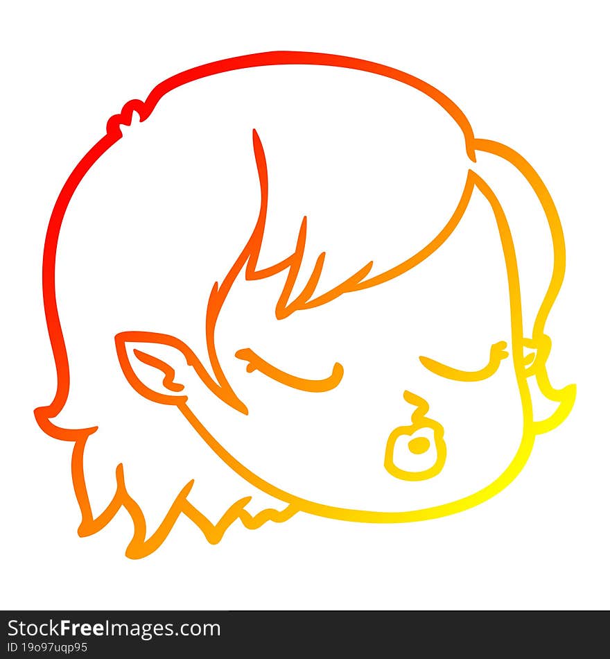 warm gradient line drawing cartoon vampire girl face