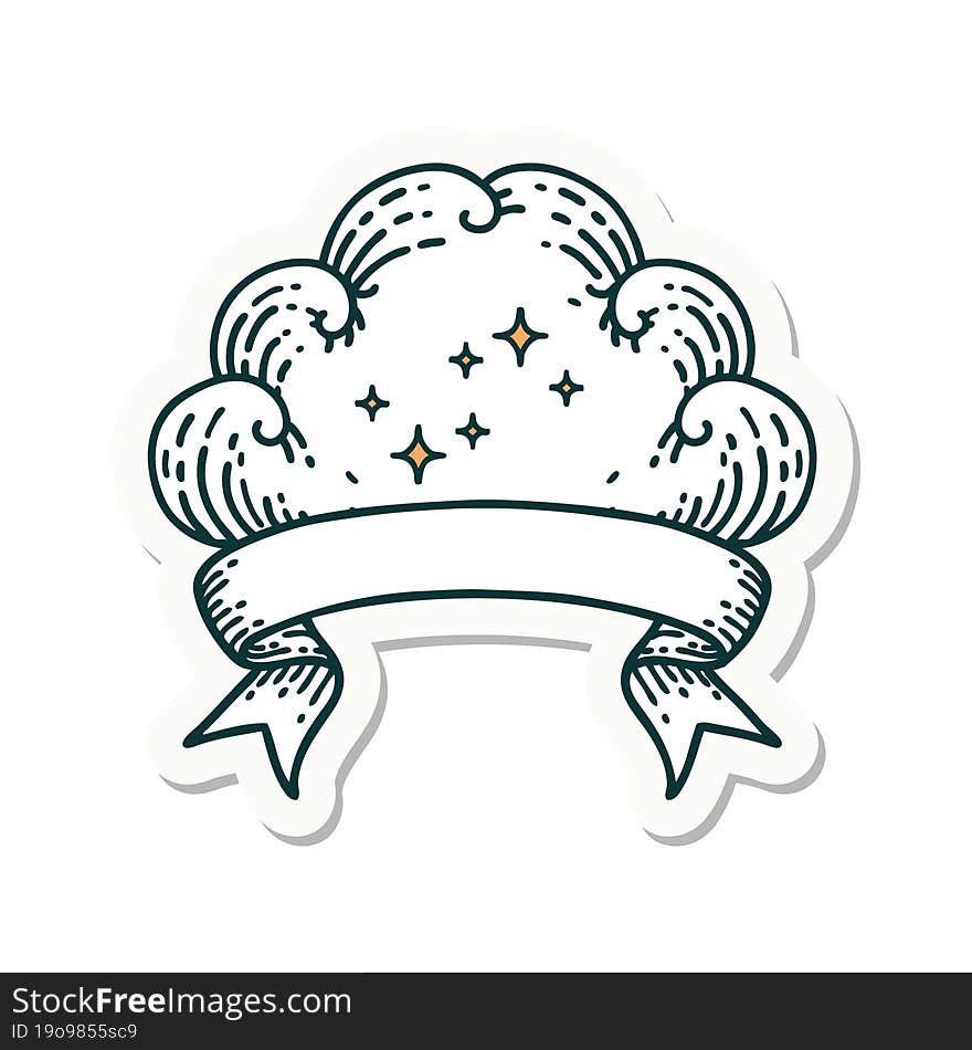 tattoo sticker with banner of a cloud