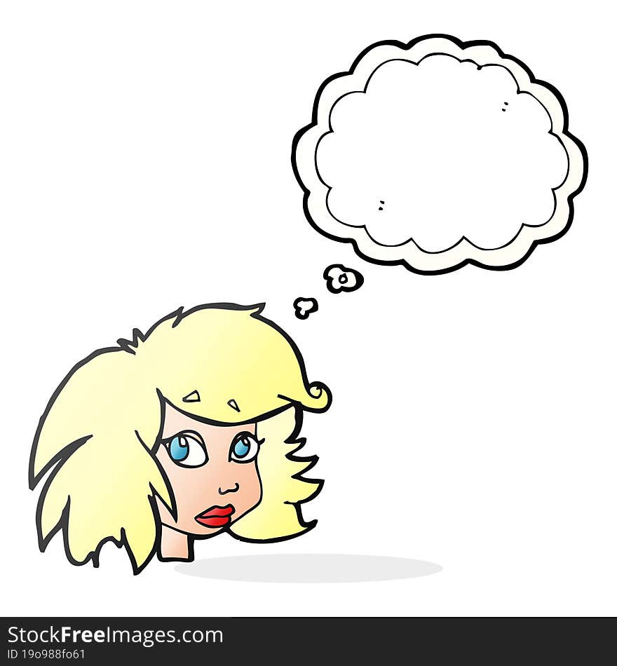 Thought Bubble Cartoon Female Face