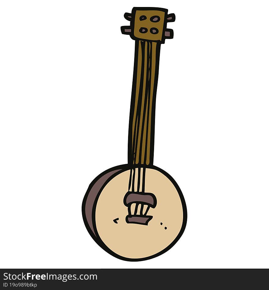 cartoon doodle old banjo