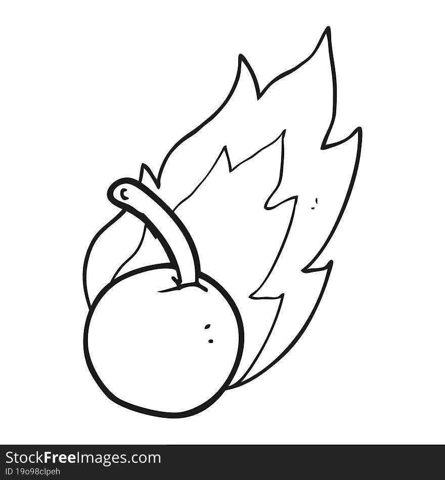 black and white cartoon cherry