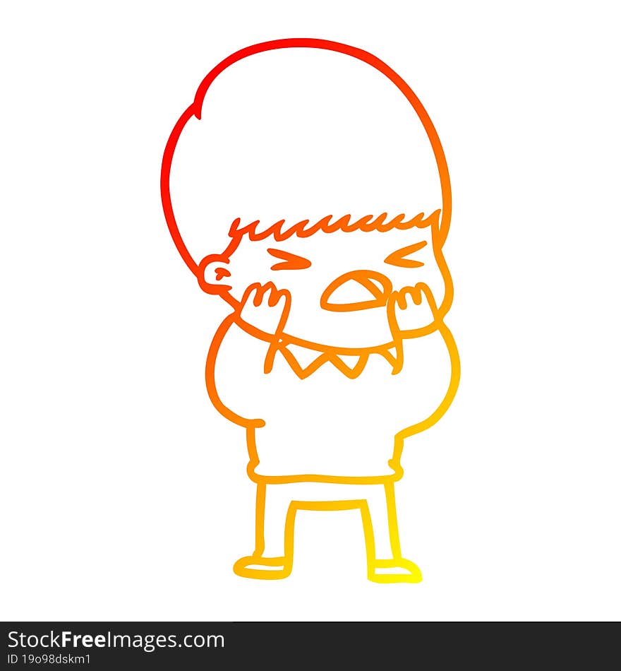 Warm Gradient Line Drawing Cartoon Stressed Man