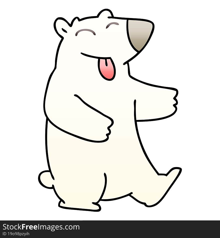 quirky gradient shaded cartoon polar bear