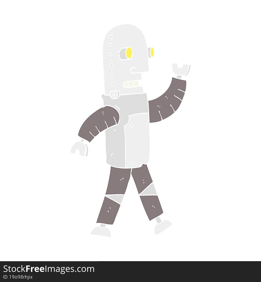 flat color illustration of a cartoon robot