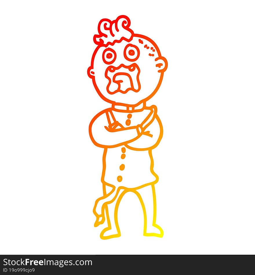 Warm Gradient Line Drawing Cartoon Mad Man