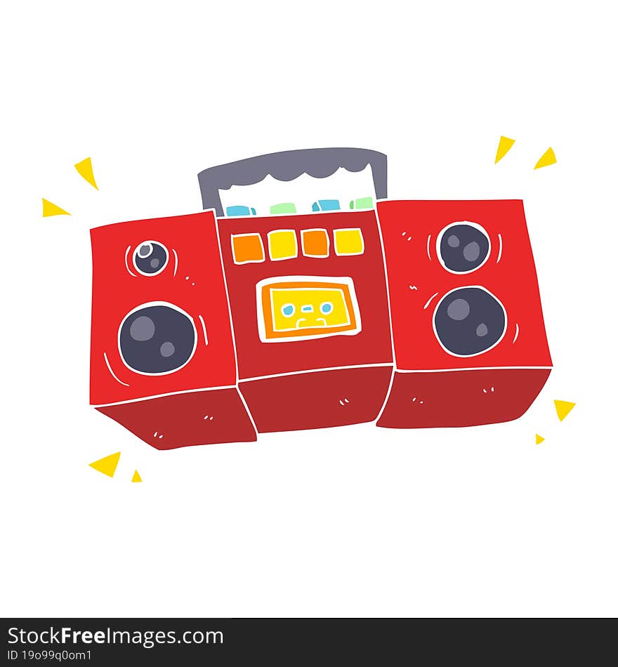 flat color illustration of a cartoon cassette tape player