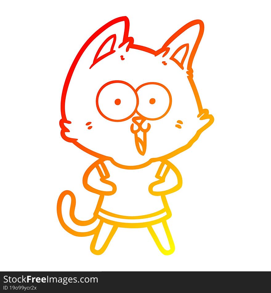 warm gradient line drawing funny cartoon cat