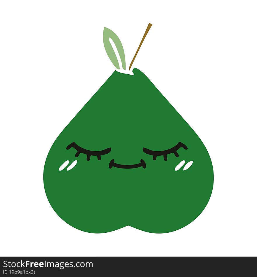 flat color retro cartoon of a pear