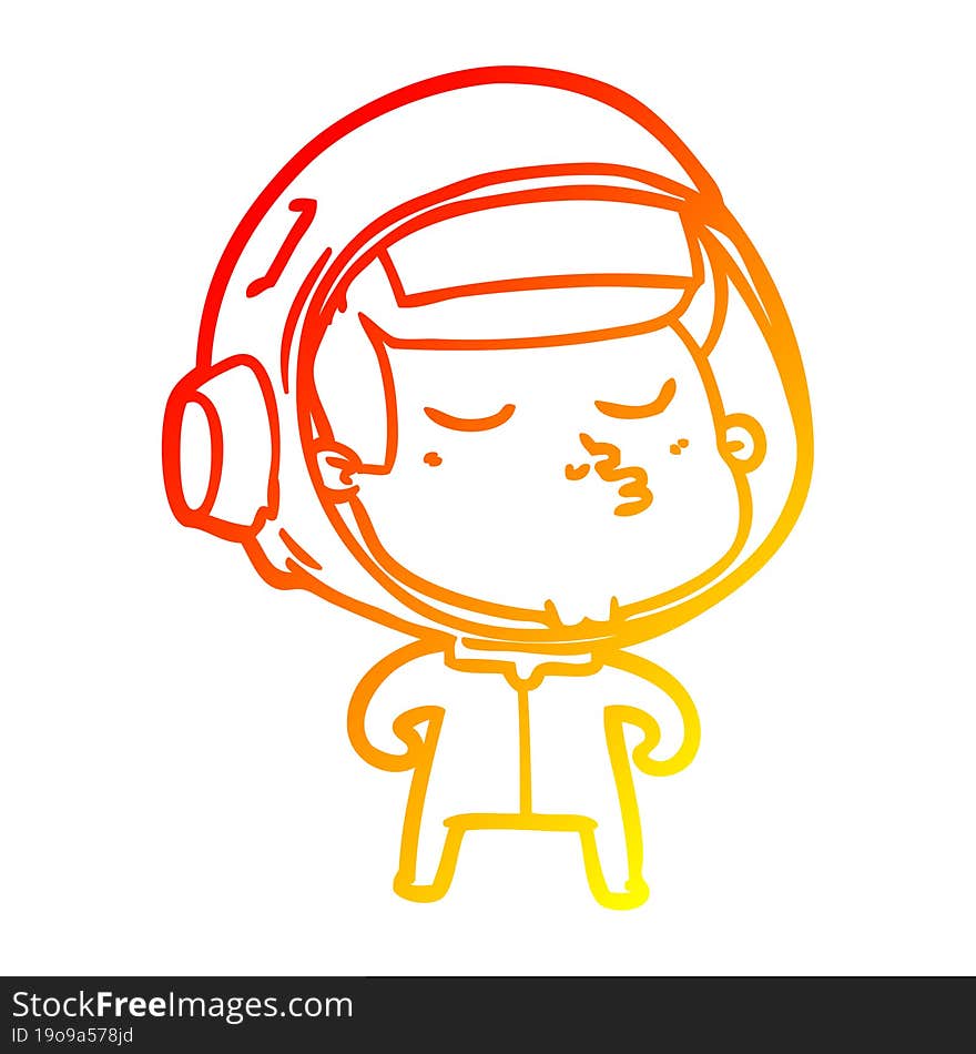 warm gradient line drawing cartoon confident astronaut