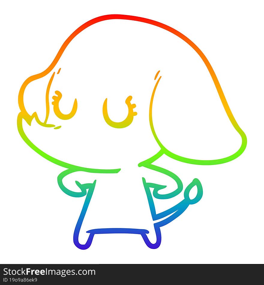 rainbow gradient line drawing cute cartoon elephant