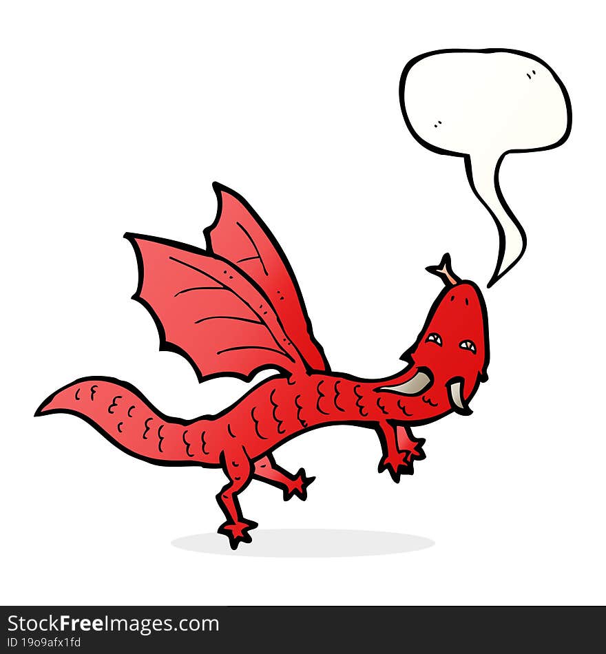 cartoon little dragon with speech bubble