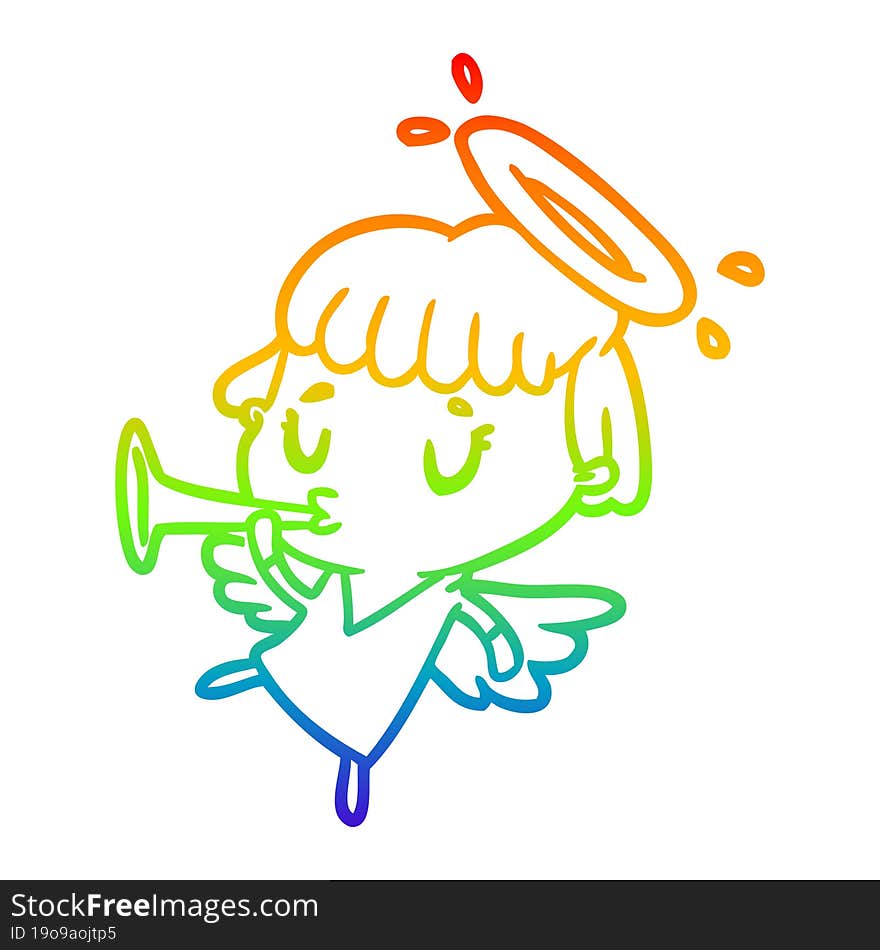 rainbow gradient line drawing of a cute angel