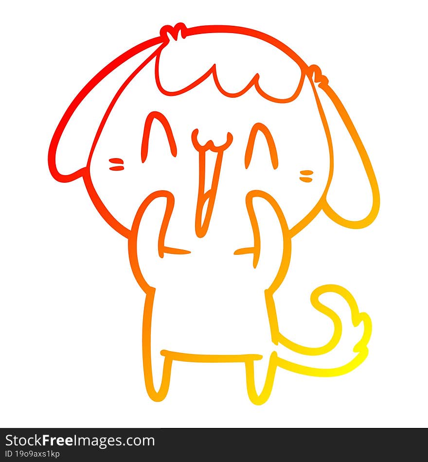 warm gradient line drawing cartoon laughing dog