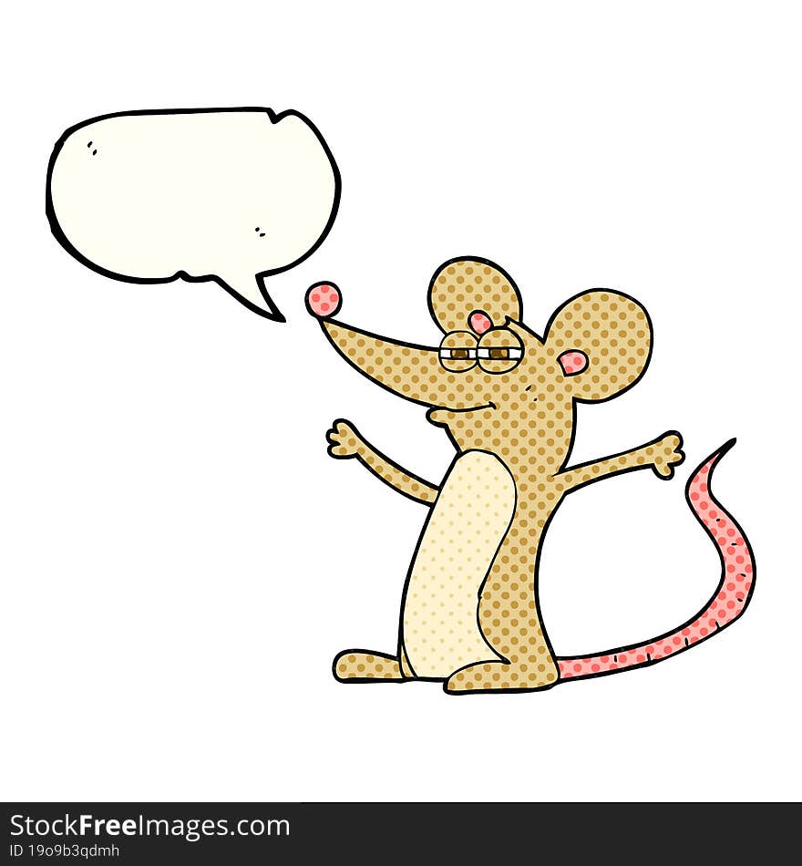 freehand drawn comic book speech bubble cartoon mouse