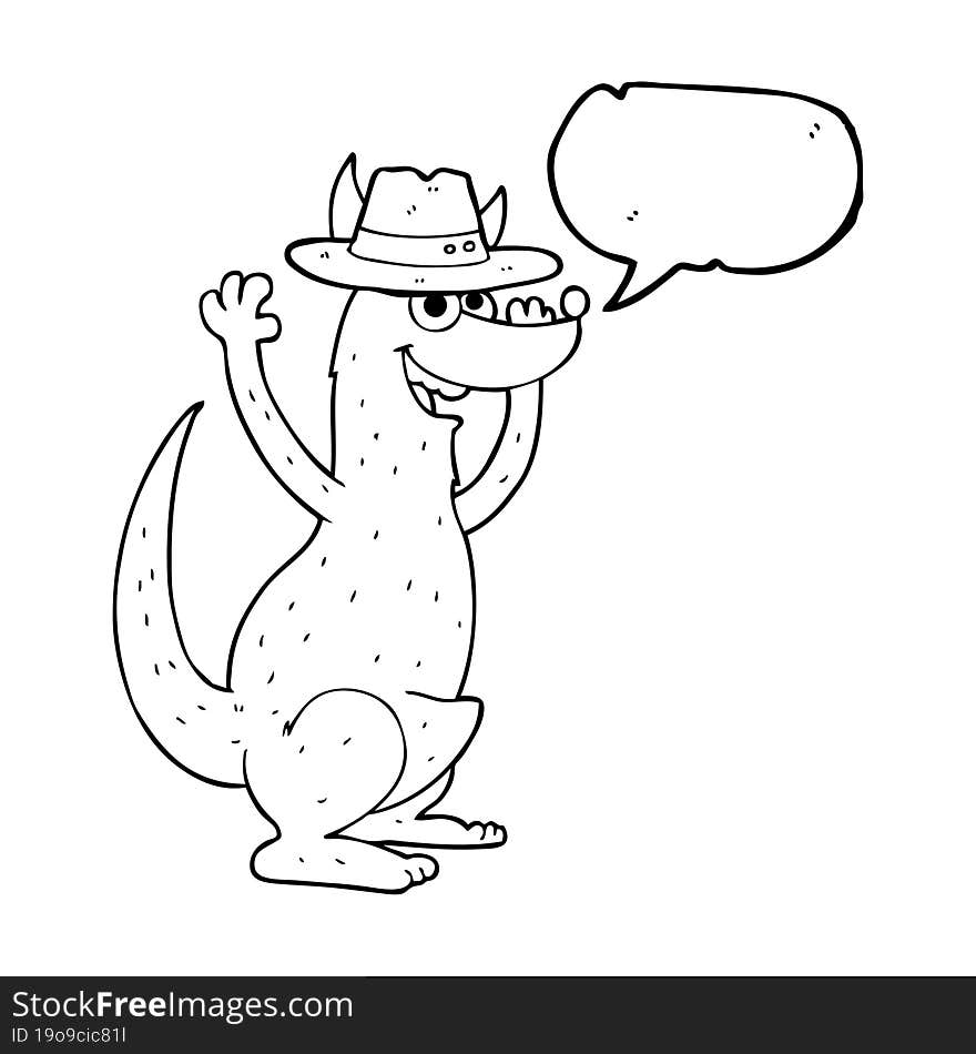 freehand drawn speech bubble cartoon kangaroo