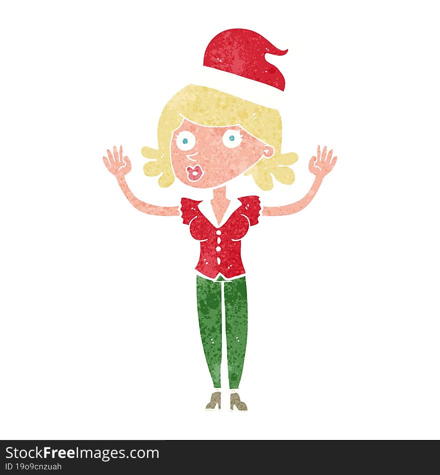 Cartoon Woman Wearing Christmas Hat