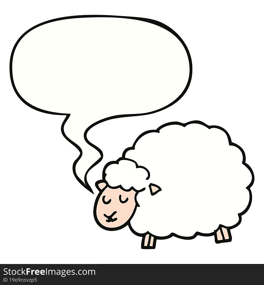 cartoon sheep and speech bubble