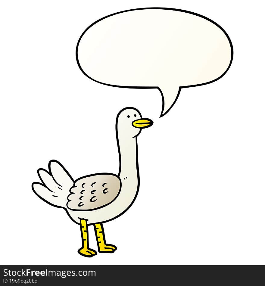 cartoon bird with speech bubble in smooth gradient style