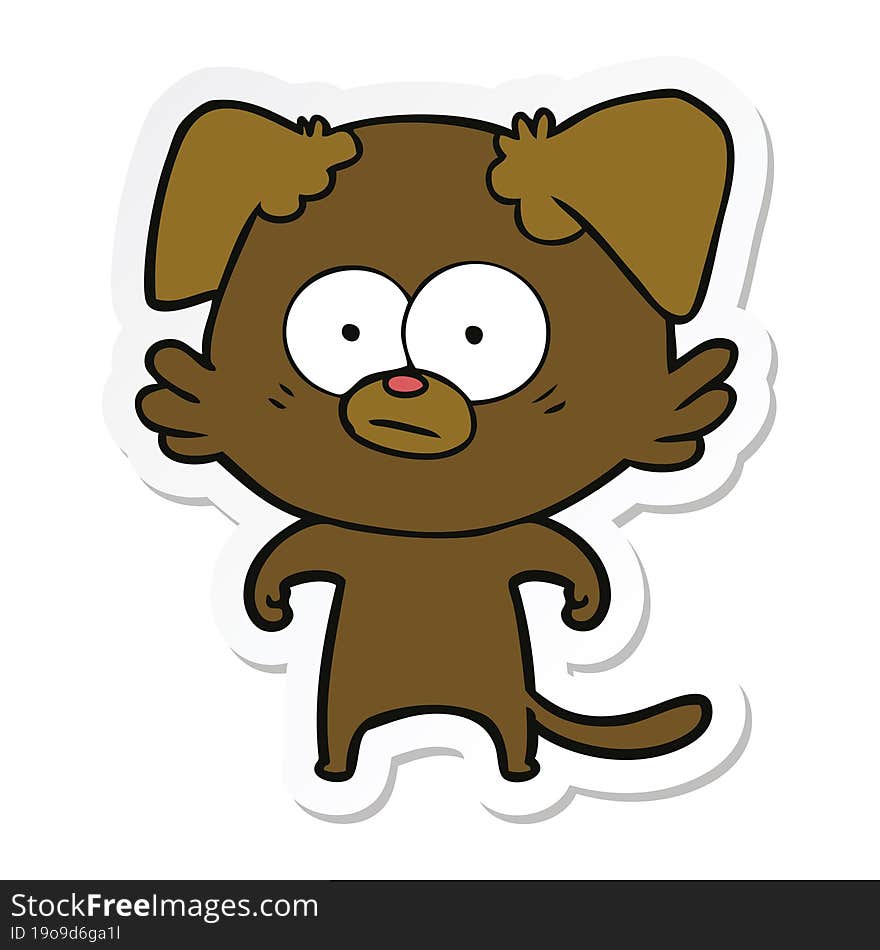 sticker of a nervous dog cartoon