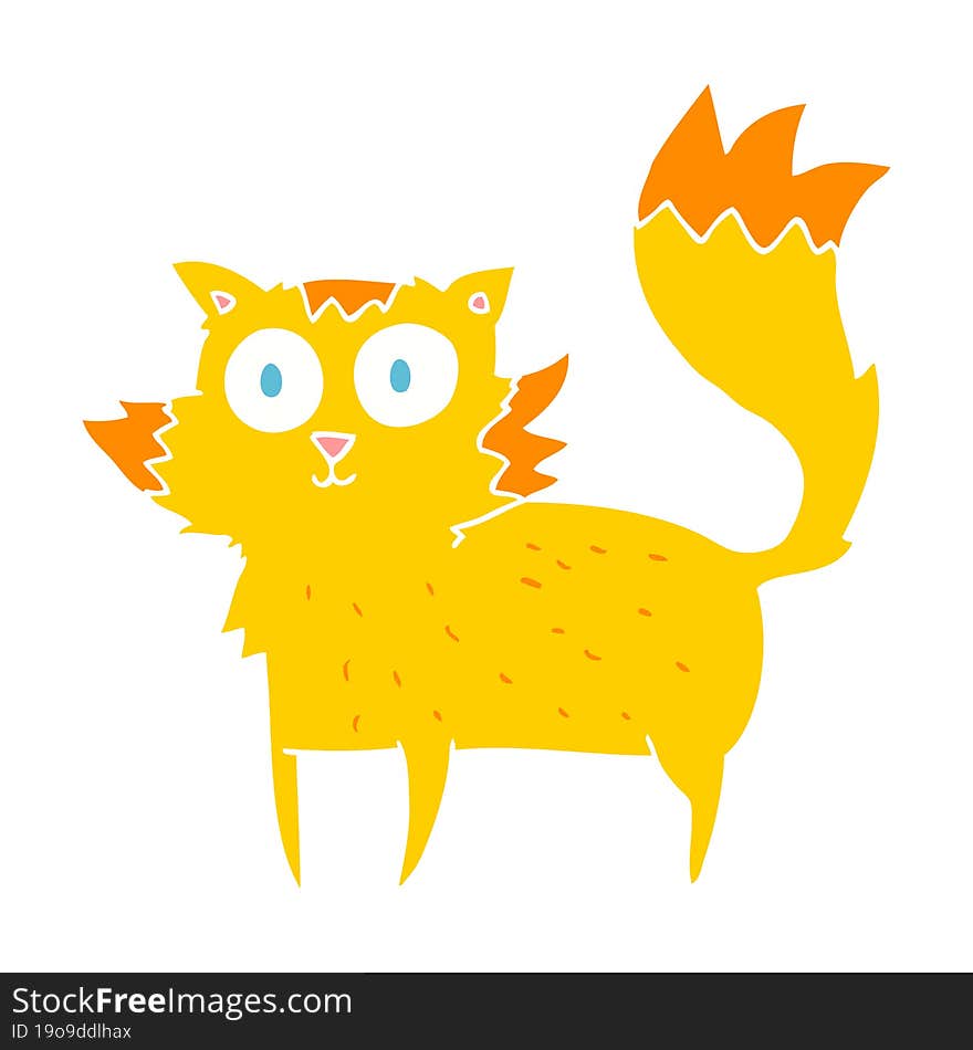 flat color illustration of cat. flat color illustration of cat