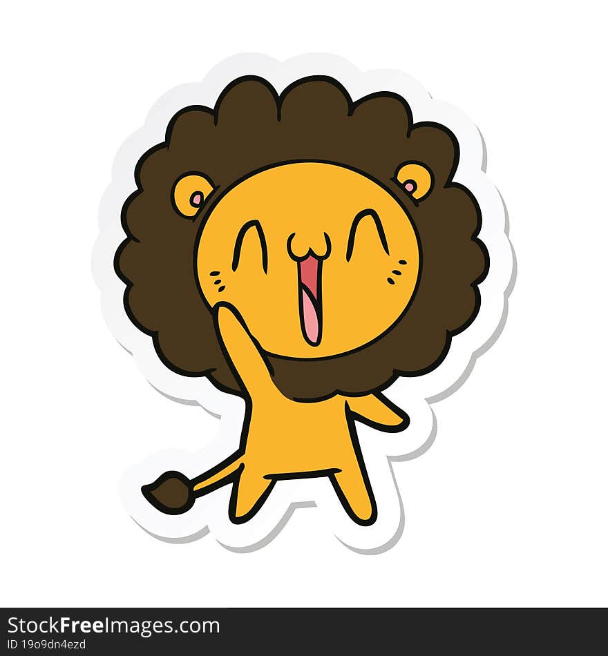 sticker of a happy cartoon lion