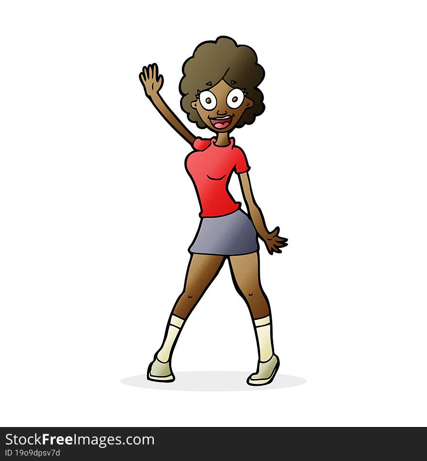 cartoon woman dancing