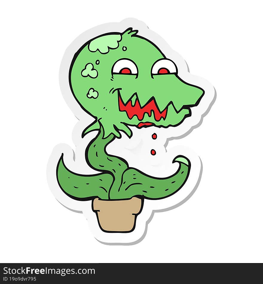 sticker of a cartoon monster plant