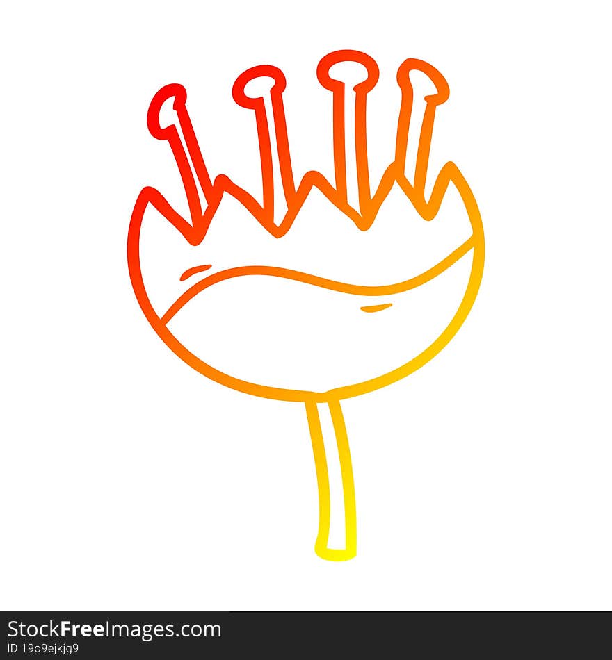 warm gradient line drawing cartoon flower