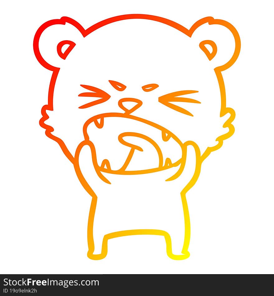 warm gradient line drawing angry cartoon bear