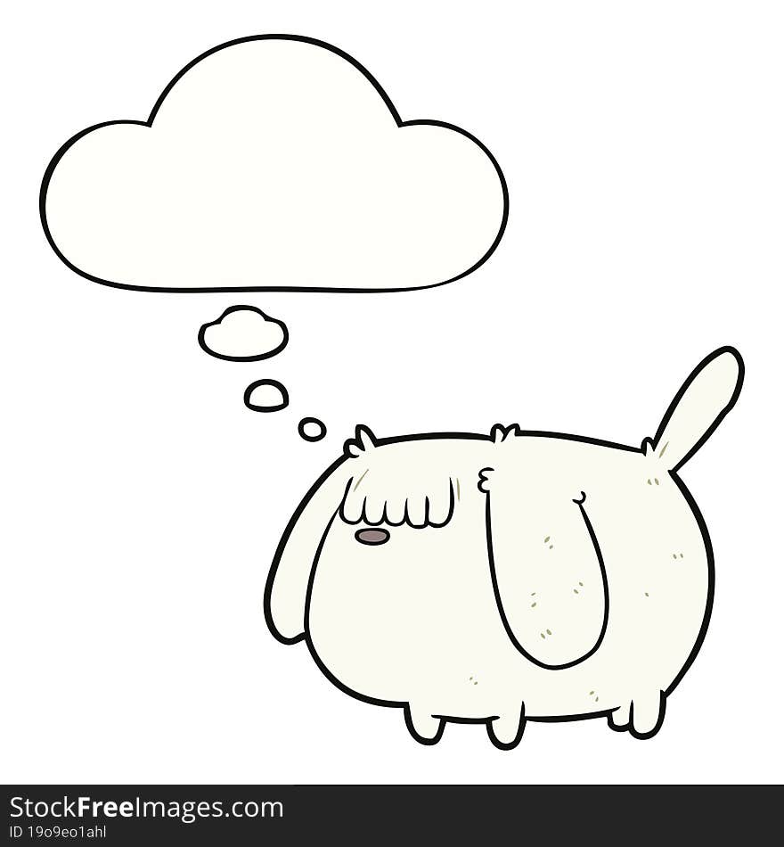 funny cartoon dog with thought bubble. funny cartoon dog with thought bubble