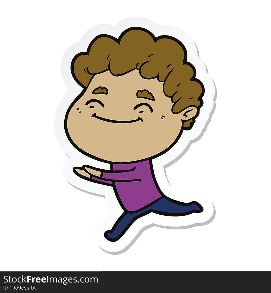 Sticker Of A Cartoon Friendly Man