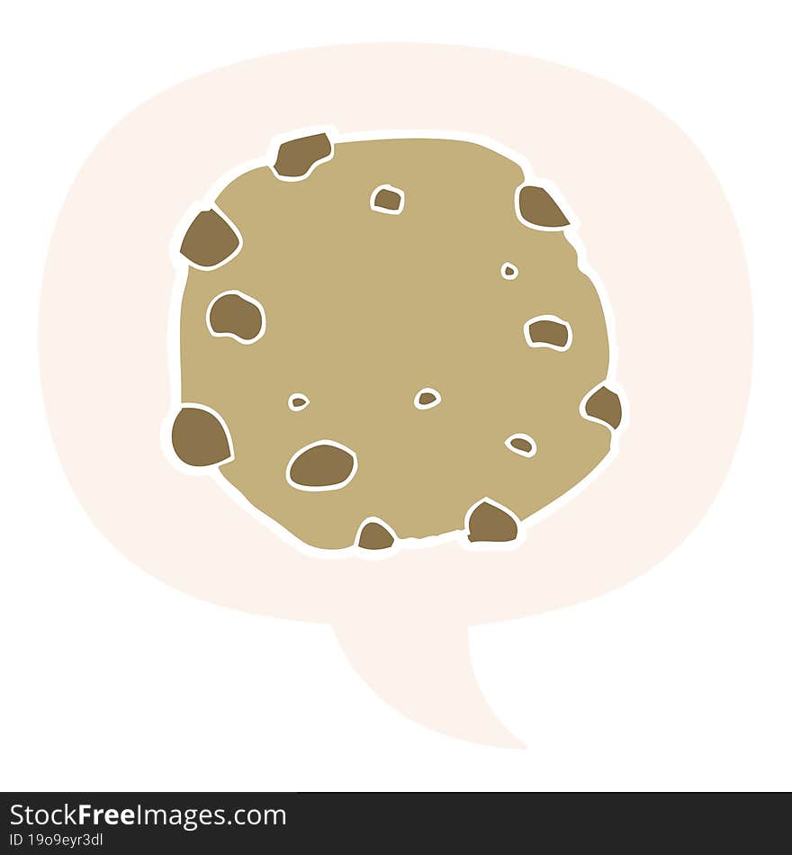 cartoon cookie and speech bubble in retro style