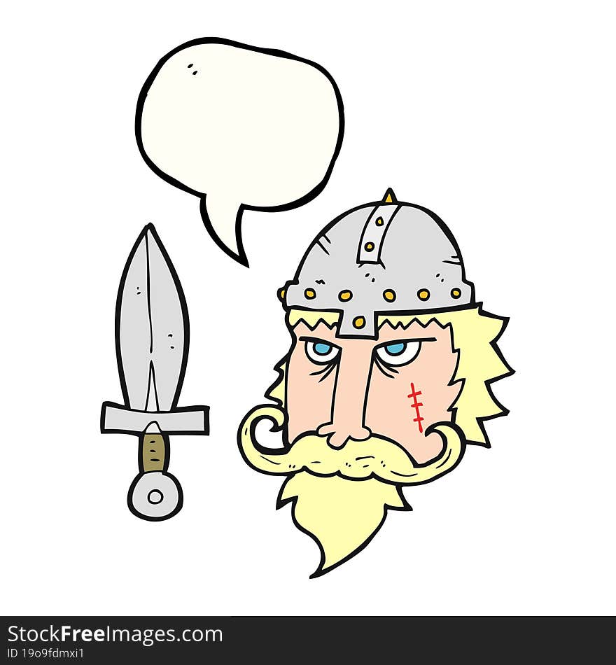 freehand drawn speech bubble cartoon viking warrior